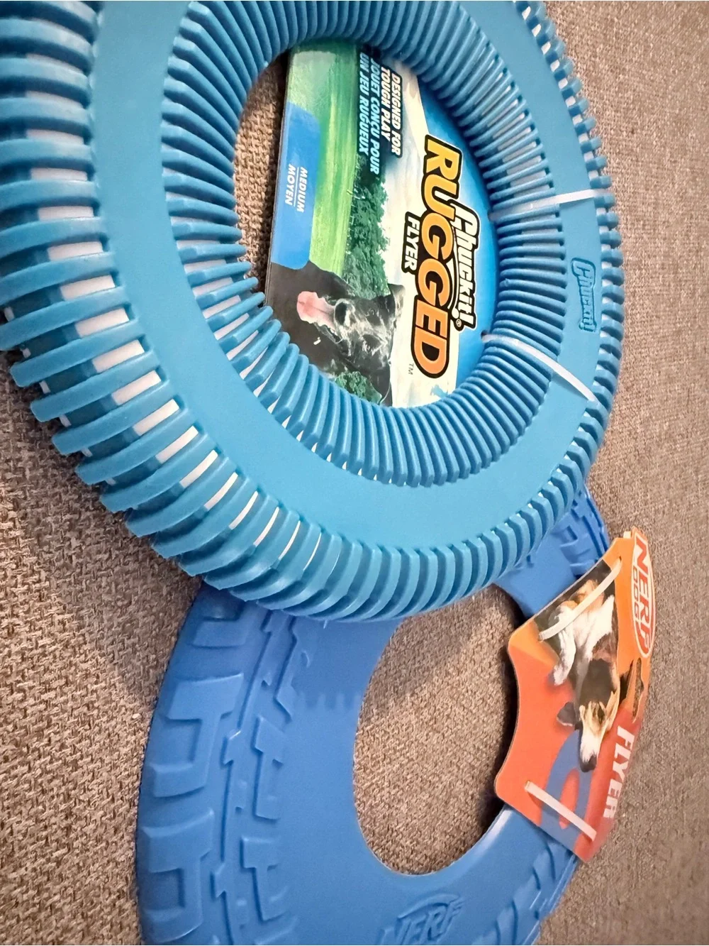 Blue Rugged Flyer Ring Chuckit! - Durable Fetch Toy & Nerf Flyer Set of 2 frisbe